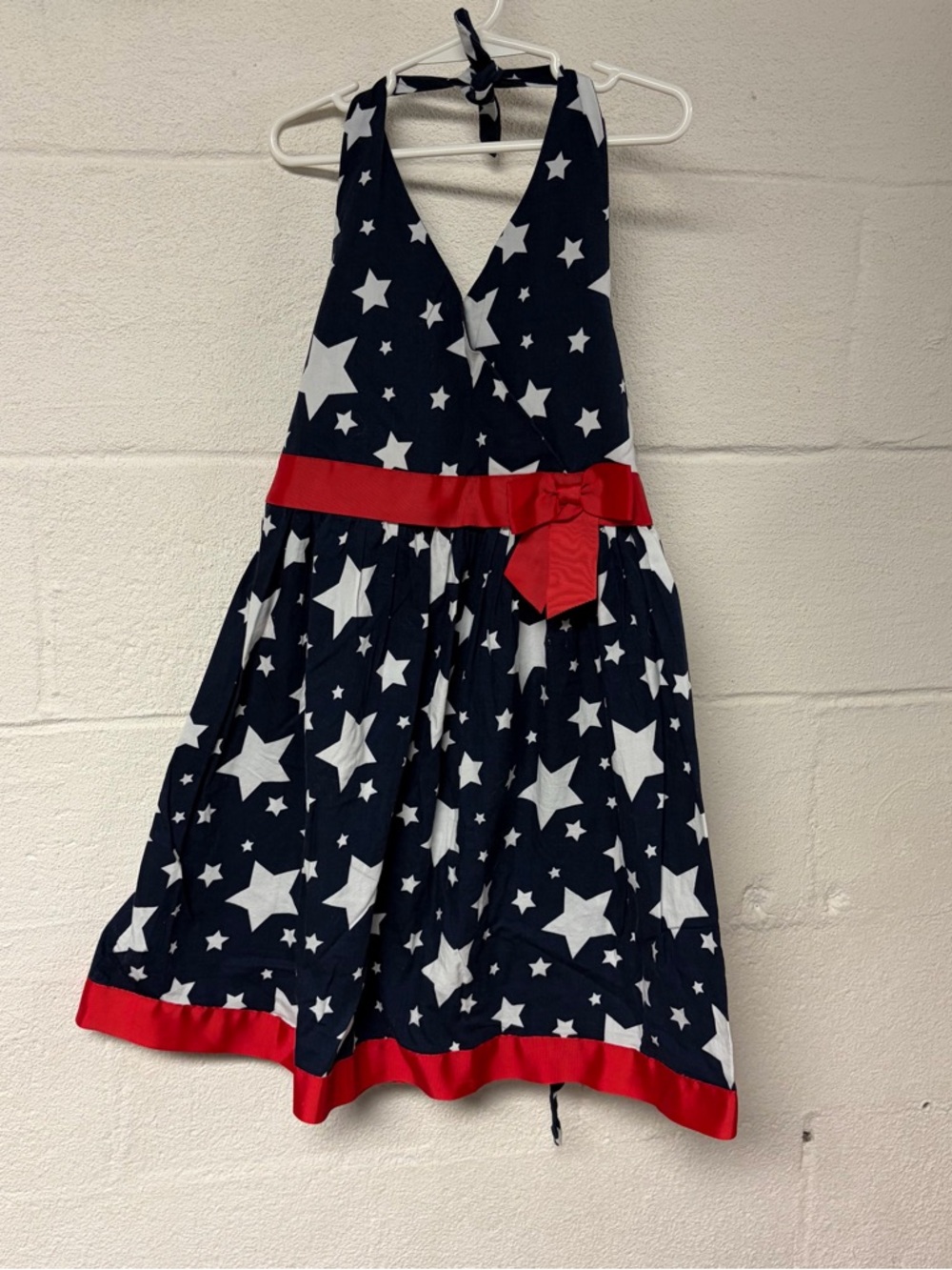 Jessica Ann Girls Patriotic Navy and White Star Print Dress Size 8